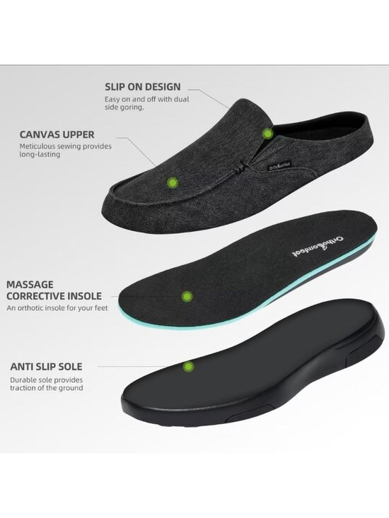 OrthoComfoot Men\'s Black Rubber Loafers Lightweight & Breathable Slip On Shoes main image 4